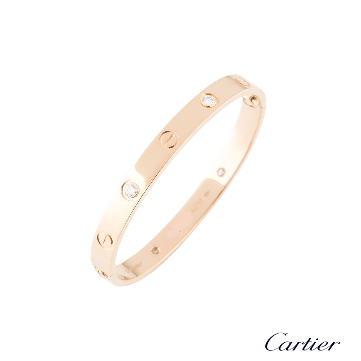 Cartier Rose Gold Half Diamond Love Bracelet Size 19 B6036019 | Rich ...